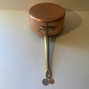 Vintage Metal Copper Cooking Pot, Pan, Heavy Duty, Quality, 13" Long and 6 1/2"